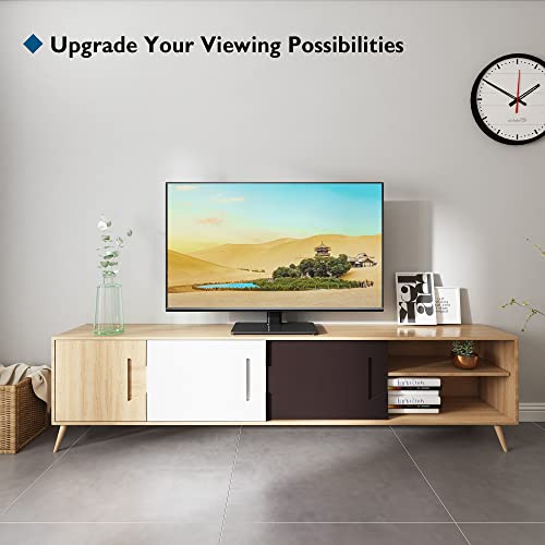 BONTEC Universal Swivel TV Stand Base, Table Top TV Stand for 26-55 inch LED OLED Flat Curved Screens, Height Adjustable TV Mount Stand with Glass Base Hold up to 99lbs, Max VESA 400x400mm