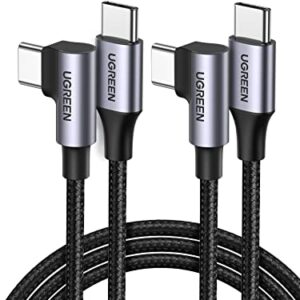 UGREEN 60W USB C to USB C Cable 2-Pack Right Angle USB C Charging Cable Compatible with Samsung Galaxy S23/S22/Z Fold 4, Pixel 7, Fire 7, MacBook Pro/Air, iPad Pro/Mini 6/Air 5 etc. 6.6FT