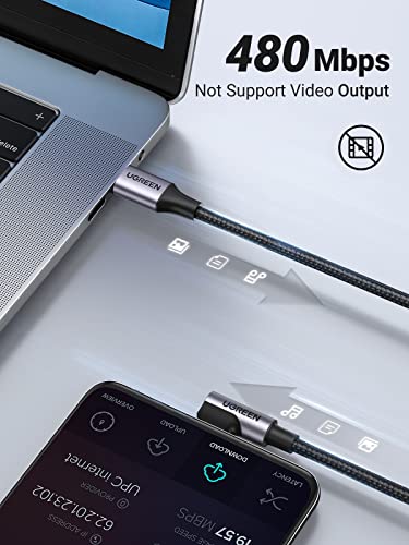 UGREEN 60W USB C to USB C Cable 2-Pack Right Angle USB C Charging Cable Compatible with Samsung Galaxy S23/S22/Z Fold 4, Pixel 7, Fire 7, MacBook Pro/Air, iPad Pro/Mini 6/Air 5 etc. 6.6FT