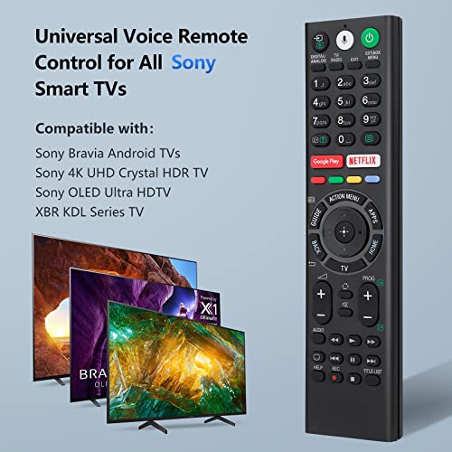 Voice Replacement Remote Control for Sony TV, for Sony-TV-Remote for All Sony BRAVIA XR Full Array LED 4K Ultra HD Smart Google TV, with Netflix, Google Play Buttons