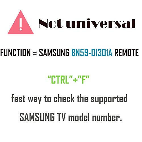 BN59-01301A Replacement for Samsung TV Remote Control (Non Universal) for UN55NU6900 UN32N5300 UN43NU6900 UN50NU6900 UN50NU7100 UN55NU7100 UN55NU7300 UN65NU7100 with GP Alkaline 2 pcs Batteries