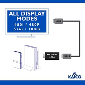 Kaico Edition - Playstation 2 PS2 HDMI Converter - PS2 to HDMI - Component to HDMI Converter Adaptor - Play Playstation 2 on Your HDMI TV - Retro Gaming PS2 HDMI Converter Adapter…