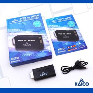 Kaico Edition - Playstation 2 PS2 HDMI Converter - PS2 to HDMI - Component to HDMI Converter Adaptor - Play Playstation 2 on Your HDMI TV - Retro Gaming PS2 HDMI Converter Adapter…