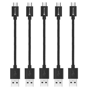 Spater Micro USB Sync Cable for Samsung, HTC, Motorola, Nokia, Android, and More (5 Pack) (Black)