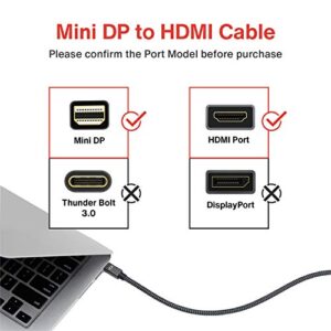 IVANKY Mini Displayport to HDMI Cable 10ft [Nylon Braided, Aluminum Shell] Mini DP to HDMI Cable for MacBook Air/Pro, Surface Pro/Dock, Monitor, Projector, More - Space Grey