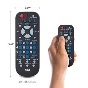 RCA 3-Device Palm-Sized Universal Remote, Long Range IR, Replaces Most Major Remote Brands, Designed for Comfort, RCR503BE