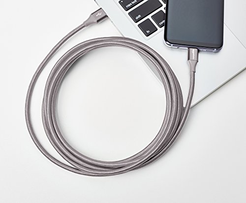 Amazon Basics Double Braided Nylon USB Type-C to Type-A 3.1 Gen 1 Charger Cable | 10 feet, Dark Gray