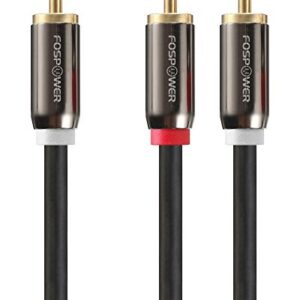 FosPower RCA Y-Adapter (6 Feet), 1 RCA Male to 2 RCA Male Y Splitter Digital Stereo Audio Cable for Subwoofer, Home Theater, Hi-Fi - Dual Shielded | 24K Gold Plated