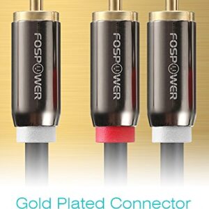 FosPower RCA Y-Adapter (6 Feet), 1 RCA Male to 2 RCA Male Y Splitter Digital Stereo Audio Cable for Subwoofer, Home Theater, Hi-Fi - Dual Shielded | 24K Gold Plated