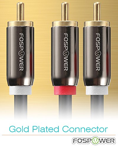 FosPower RCA Y-Adapter (6 Feet), 1 RCA Male to 2 RCA Male Y Splitter Digital Stereo Audio Cable for Subwoofer, Home Theater, Hi-Fi - Dual Shielded | 24K Gold Plated