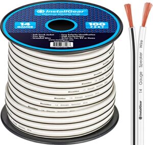 installgear 14 gauge awg speaker wire cable (100ft – white) | white speaker cable | speaker wire 14 gauge | 14 gauge wire for outdoor, automotive, and marine