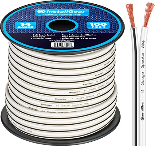 InstallGear 14 Gauge AWG Speaker Wire Cable (100ft - White) | White Speaker Cable | Speaker Wire 14 Gauge | 14 Gauge Wire for Outdoor, Automotive, and Marine