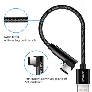 aceyoon [3 Pack] 90 Degree USB C Cable 0.6ft Short Right Angle Type C Charger Braided USBC to USB A 20cm L Shape Charging and Data Sync Cord Compatible for S10 S9 S8, P40 P30 P20, Mate 30/20, Pixel