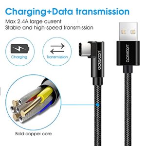 aceyoon [3 Pack] 90 Degree USB C Cable 0.6ft Short Right Angle Type C Charger Braided USBC to USB A 20cm L Shape Charging and Data Sync Cord Compatible for S10 S9 S8, P40 P30 P20, Mate 30/20, Pixel