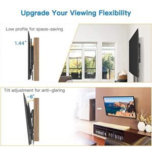 Pipishell Tilt TV Wall Mount Bracket for Most 26-55 Inch LED LCD OLED Flat Curved Screen TVs up to 99lbs Max VESA 400x400mm, Low Profile and 8 Degrees Tilting TV Mount Fits 16 inch Wood Stud spacing