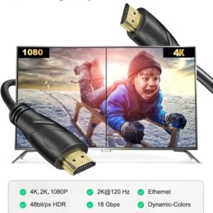 Jorenca 4K HDMI Cable 50FT (HDMI 2.0,18Gbps) Ultra High Speed Gold Plated Connectors,Ethernet Audio Return,Video 4K,FullHD1080p 3D Compatible with Xbox Playstation Arc PS3 PS4 PS9 PC HDTV - Black