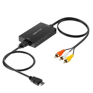taihuai hdmi to rca, hdmi to older tv adapter compatible for fire stick, roku, apple tv, xiaomi mi box, android tv box, dvd, blu-ray player ect.（hdmi to av converter）