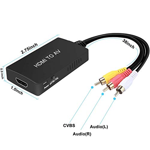 TaiHuai HDMI to RCA, HDMI to Older TV Adapter Compatible for Fire Stick, Roku, Apple TV, Xiaomi Mi Box, Android TV Box, DVD, Blu-ray Player ect.（HDMI to AV Converter）