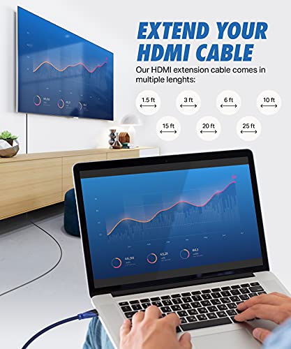 Ultra Clarity Cables High Speed HDMI Extension Cable - 6 ft - Male to Female Connector 4k HDMI Extender - 6 feet