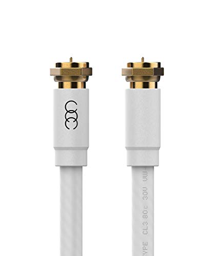 Coaxial Cable (20 ft) Triple Shielded - RG6 Coax TV Cable Cord Wire in-Wall Rated - Digital Audio Video with Male F Gold Plated Connectors -20 feet