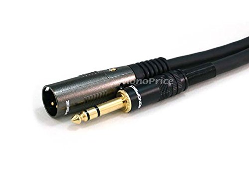 Monoprice 104762 10-Feet Premier Series XLR Male to 1/4-Inch TRS Male 16AWG Cable Black