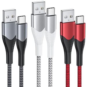 type c charger cable fast charging 6ft 3pack nylon braided usb c cord compatible with samsung galaxy s22 s21 s20 s10 s9 s8 z flip 4 3 a53 a50 a42 a32 a22 a20 a14 a13 a12 a11, lg, moto, ps5, tablet