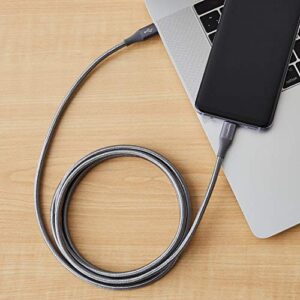 Amazon Basics Aluminum Braided 100W USB-C to USB-C 2.0 Cable with Power Delivery - 6-Foot, Gray