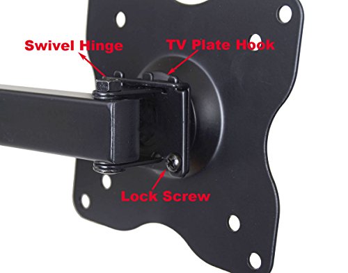 VideoSecu ML12B TV LCD Monitor Wall Mount Full Motion 15 inch Extension Arm Articulating Tilt Swivel for Most 19"-31" LED TV Flat Panel Screen with VESA 100x100, 75x75 1KX