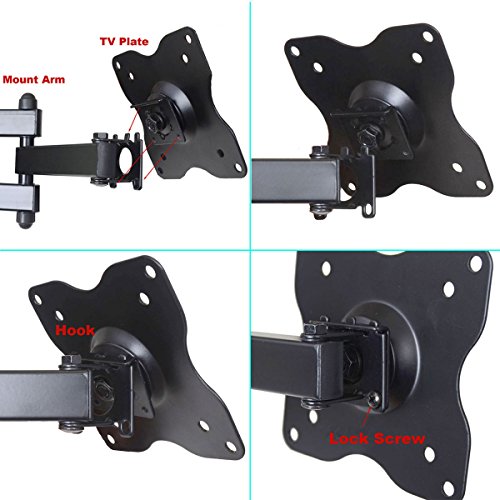 VideoSecu ML12B TV LCD Monitor Wall Mount Full Motion 15 inch Extension Arm Articulating Tilt Swivel for Most 19"-31" LED TV Flat Panel Screen with VESA 100x100, 75x75 1KX