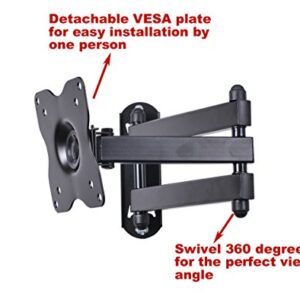 VideoSecu ML12B TV LCD Monitor Wall Mount Full Motion 15 inch Extension Arm Articulating Tilt Swivel for Most 19"-31" LED TV Flat Panel Screen with VESA 100x100, 75x75 1KX