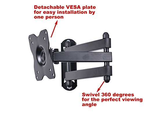 VideoSecu ML12B TV LCD Monitor Wall Mount Full Motion 15 inch Extension Arm Articulating Tilt Swivel for Most 19"-31" LED TV Flat Panel Screen with VESA 100x100, 75x75 1KX