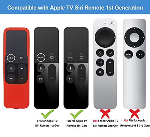 TOKERSE Silicone Case Compatible with Apple TV 4K 4th 5th Generation Siri Remote - Anti-Slip Shock Proof Soft Remote Cover Case Compatible with Apple TV 4K 4th 5th Gen Siri Remote Controller - Red