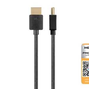 Monoprice High Speed HDMI Cable - 1 Feet - Black| Certified Premium, 4K@60Hz, HDR, 18Gbps, 36AWG, YUV, 4:4:4 - Ultra Slim Series