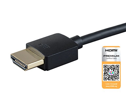 Monoprice High Speed HDMI Cable - 1 Feet - Black| Certified Premium, 4K@60Hz, HDR, 18Gbps, 36AWG, YUV, 4:4:4 - Ultra Slim Series