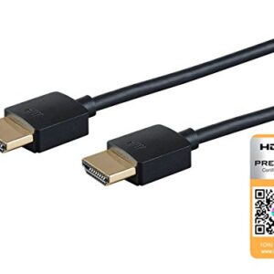 Monoprice High Speed HDMI Cable - 1 Feet - Black| Certified Premium, 4K@60Hz, HDR, 18Gbps, 36AWG, YUV, 4:4:4 - Ultra Slim Series