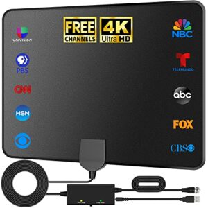 2023 Upgraded TV Antenna Smart Digital HD Indoor Outdoor Antenna Amplifier 380+ Miles Range - Support 4K 1080p Fire Stick and All Television VHF UHF - Signal Booster for Local Channels - 18ft Cable