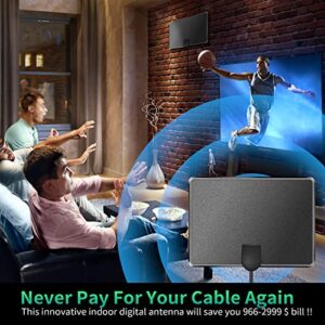2023 Upgraded TV Antenna Smart Digital HD Indoor Outdoor Antenna Amplifier 380+ Miles Range - Support 4K 1080p Fire Stick and All Television VHF UHF - Signal Booster for Local Channels - 18ft Cable