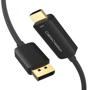 cablecreation active displayport to hdmi cable 4k@60hz hdr, 8ft unidirectional displayport 1.4 to hdmi monitor cable, dp to hdmi cable support 4k@60hz, 2k@144hz, 1080p@144hz, eyefinity multi-display