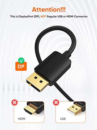 CableCreation Active DisplayPort to HDMI Cable 4K@60Hz HDR, 8FT Unidirectional DisplayPort 1.4 to HDMI Monitor Cable, DP to HDMI Cable Support 4K@60Hz, 2K@144Hz, 1080P@144Hz, Eyefinity Multi-Display