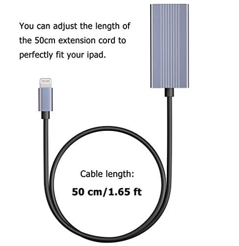 Lightning to Ethernet Adapter[Apple MFi Certified], IVSHOWCO iPhone iPad to RJ45 Ethernet LAN Network Adapter with Charging Port, 100Mbps High Speed,Plug and Play(1.65Ft)