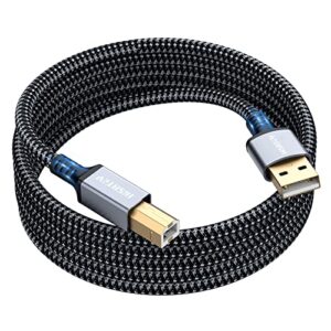 hisatey printer cable 20 feet, usb printer cable usb 2.0 type a male to b male cable scanner cord high speed compatible with hp, canon, dell, epson, lexmark, xerox, samsung and more