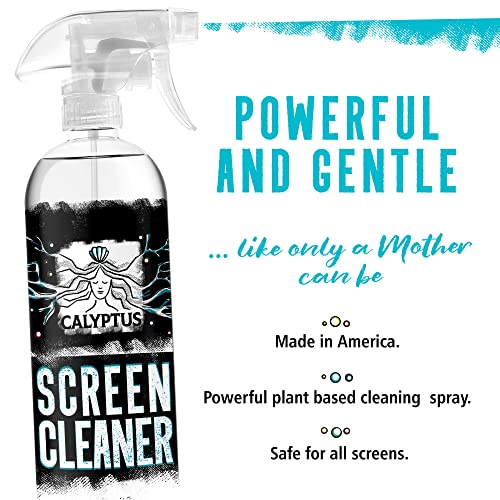 Calyptus Screen Cleaner Spray and Pixel Shining Screen Cloths Kit | Plant Based Power | USA Made | iPad, TV, Tablet, Computer, Monitor Cleaning, 16 Ounces + 2 Microfiber (Pack of 1)