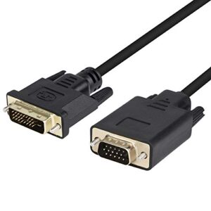 dvi to vga cable, dvi-d 24+1 to vga 6 feet cable male to male gold-plated cord for computer, pc host, laptop, graphics card to hdtv, lg hp dell monitor, display screen and projector