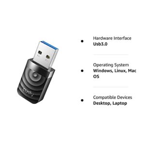 Cudy AC1300 WiFi USB 3.0 Adapter for PC, USB WiFi Dongle, 5Ghz /2.4Ghz, WiFi USB 3.0, Wireless Adapter for Desktop/Laptop, Compatible with Windows 7/8/8.1/10/11, mac OS, Linux, WU1300S