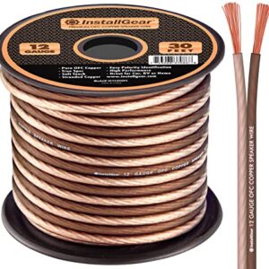 InstallGear 12 Gauge Speaker Wire (30ft) - Brown 12 AWG Speaker Wire Speaker Cable 99.9% | Oxygen-Free Copper - True Spec and Soft Touch Cable | Speaker Wire 12 Gauge for Outdoor Speaker Wire