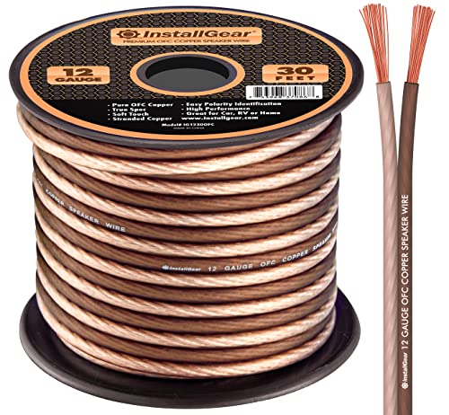 InstallGear 12 Gauge Speaker Wire (30ft) - Brown 12 AWG Speaker Wire Speaker Cable 99.9% | Oxygen-Free Copper - True Spec and Soft Touch Cable | Speaker Wire 12 Gauge for Outdoor Speaker Wire