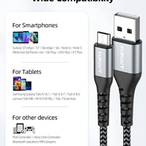 SUNGUY Micro USB Cable 1FT[3Pack] Short Braided USB 2.0 Micro Fast Charging and Data Sync Cord for Samsung Galaxy S7 Edge S6,Moto G5 G5S Plus,Sony Xperia Z3 Z5