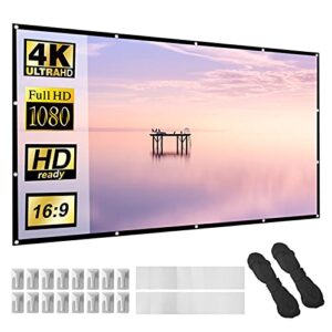 projector screen, 120 inch portable foldable projection screen 16:9 hd 4k indoor outdoor projector movies screen with carrying bag for home theater camping and recreational events