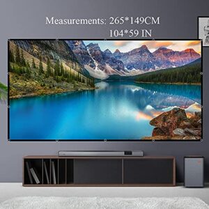 Projector Screen, 120 inch Portable Foldable Projection Screen 16:9 HD 4K Indoor Outdoor Projector Movies Screen with Carrying Bag for Home Theater Camping and Recreational Events