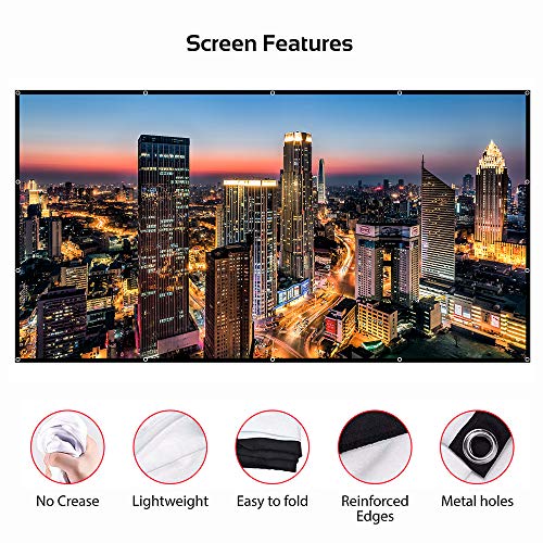 Projector Screen, 120 inch Portable Foldable Projection Screen 16:9 HD 4K Indoor Outdoor Projector Movies Screen with Carrying Bag for Home Theater Camping and Recreational Events